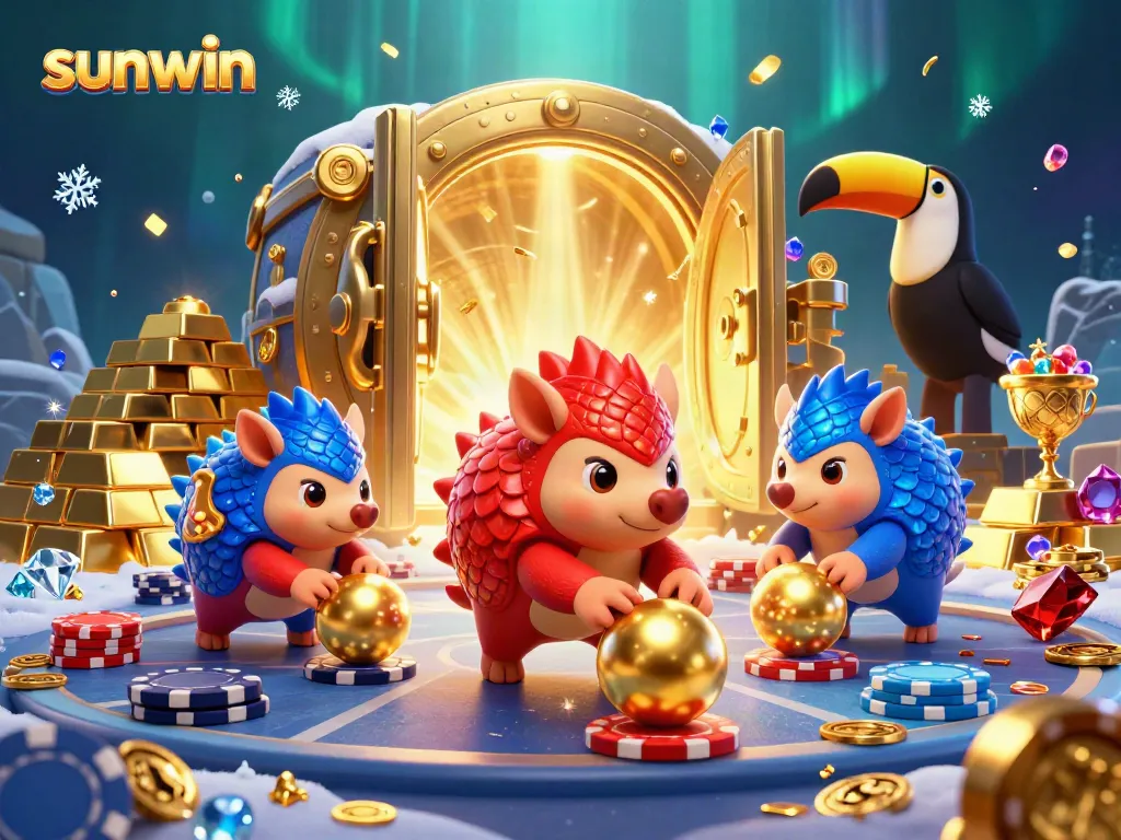 Engage in thrilling gameplay with sunwin, featuring competitive pangolins in an exciting casino scene.
