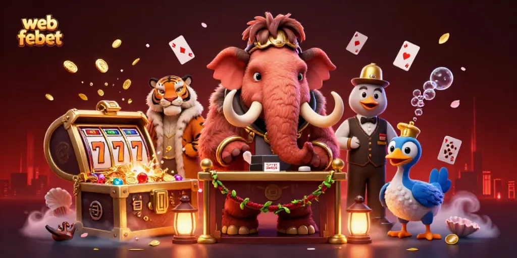 Experience the excitement of web febet with a cartoon bouncer checking IDs at the casino entrance.