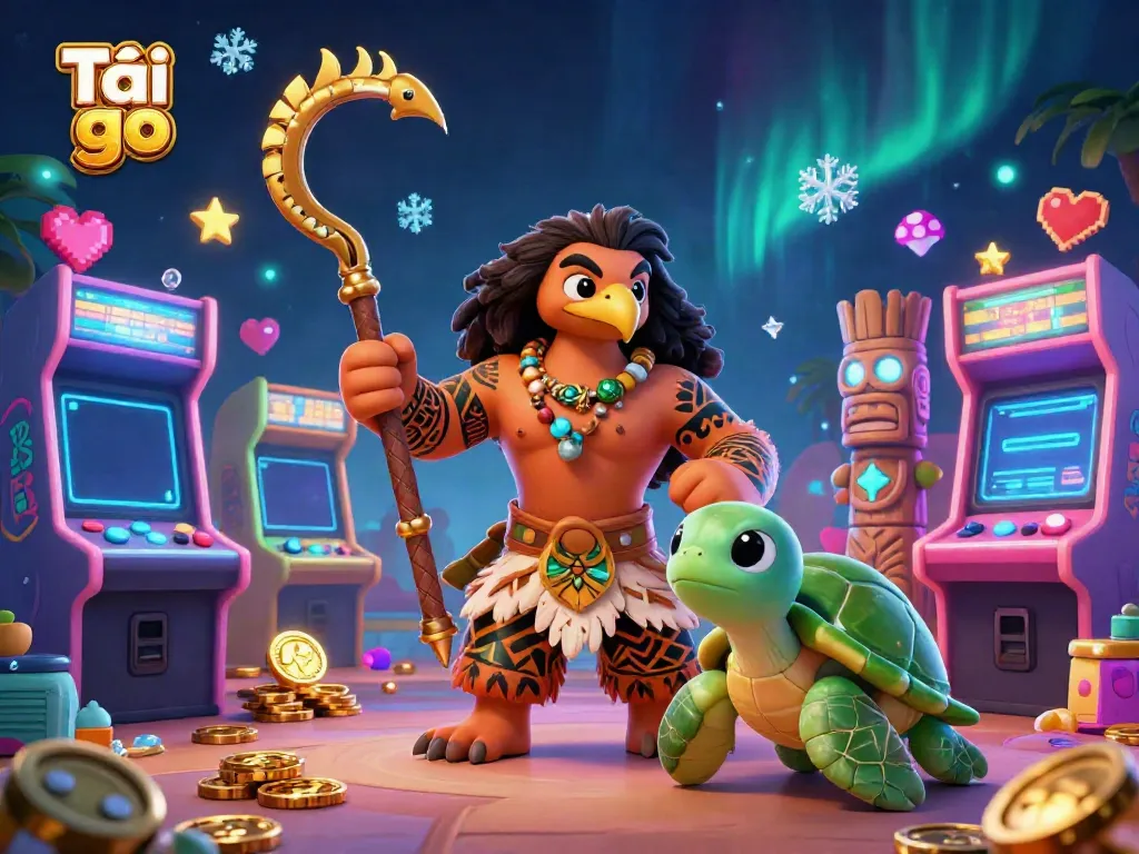 Engage in the adventure of Tải go 88 with a vibrant 3D casino illustration showcasing a demigod matching with lively game elements.