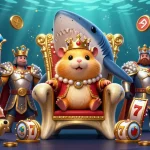 Experience the thrill of lolajack casino with a vibrant 3D illustration featuring a golden hamster king amidst dynamic gaming elements.