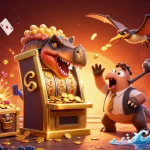 Experience the thrilling action at Trang chủ Sunwin as a pachycephalosaurus wins jackpot coins from a golden slot machine.